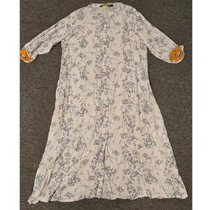 Avaasa Floral Print Maxi Dress Button Front Long Sleeve XXL‎